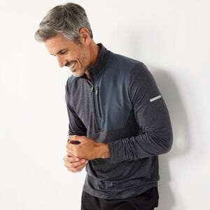 Tek Gear Men’s XL Quarter Zip Pullover Gray Stretch Athletic Long Sleeve